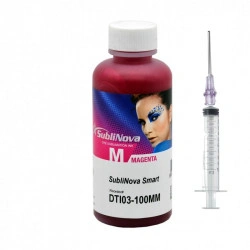 Tinta magenta de sublimación SubliNova Smart InkTec, botella de 100 ml y jeringa