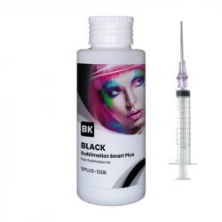 Tinta negra de sublimación Smart Plus de GlopInk, botella de 100 ml con jeringa