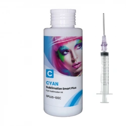 Tinta cian de sublimación Smart Plus de GlopInk, botella de 100 ml con jeringa