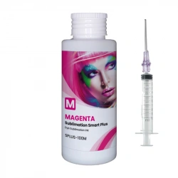 Tinta magenta de sublimación Smart Plus de GlopInk, botella de 100 ml con jeringa