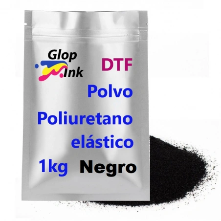 Polvo DTF termoadhesivo negro. Poliuretano elástico en 1Kg