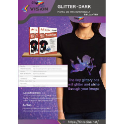 Vision, Glitter Dark, papel transfer, brillante, para algodón oscuro, 10 hojas A4