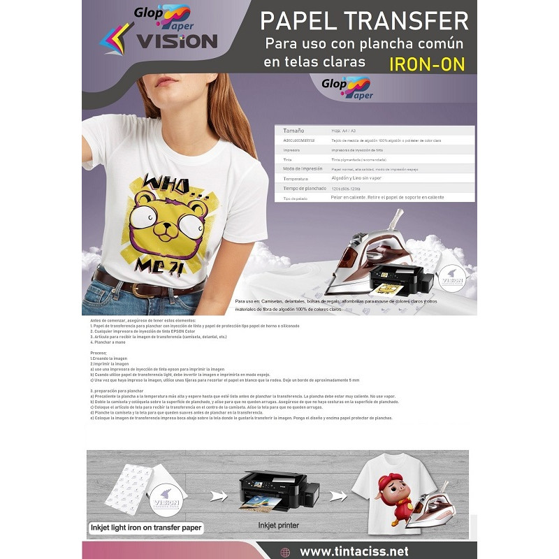 Papel Transfer A4 para personalizar camisetas