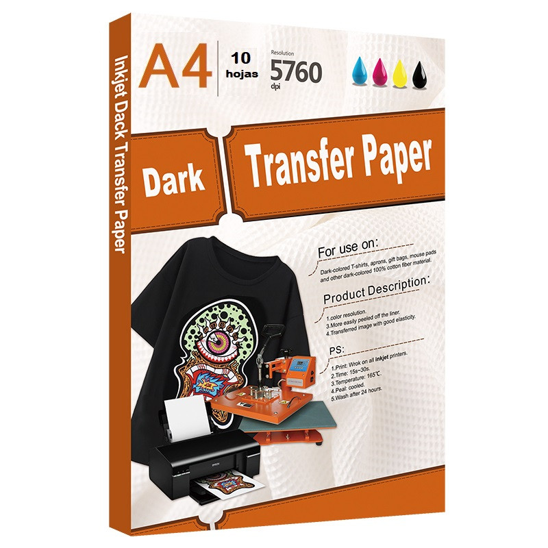 Raimarket Papel Transfer para Camisetas Oscuras, 10 Folios A4 para  Camiseta Personalizada, Papel de Transferencia Térmica, para Impresora de  Inyección