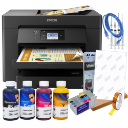 Impresora A3 Epson WF-7830 y Kit cartuchos recargables, tintas y papel de Sublimación