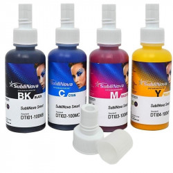 Tinta de sublimación SubliNova Smart, 4 botellas de 100 ml y 4 tapones de recarga para EcoTank y SC