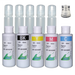 Tintas DTF InkTec, 5 botellas de 100 ml y 5 botellas de recarga para EcoTank