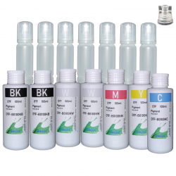 Tintas DTF InkTec, 7 botellas de 100 ml y 7 botellas de recarga para EcoTank