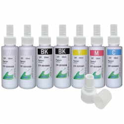 Tintas DTF InkTec, 7 botellas de 100 ml y 7 tapones de recarga para EcoTank