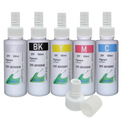 Tintas DTF InkTec, 5 botellas de 100 ml y 5 tapones de recarga para EcoTank